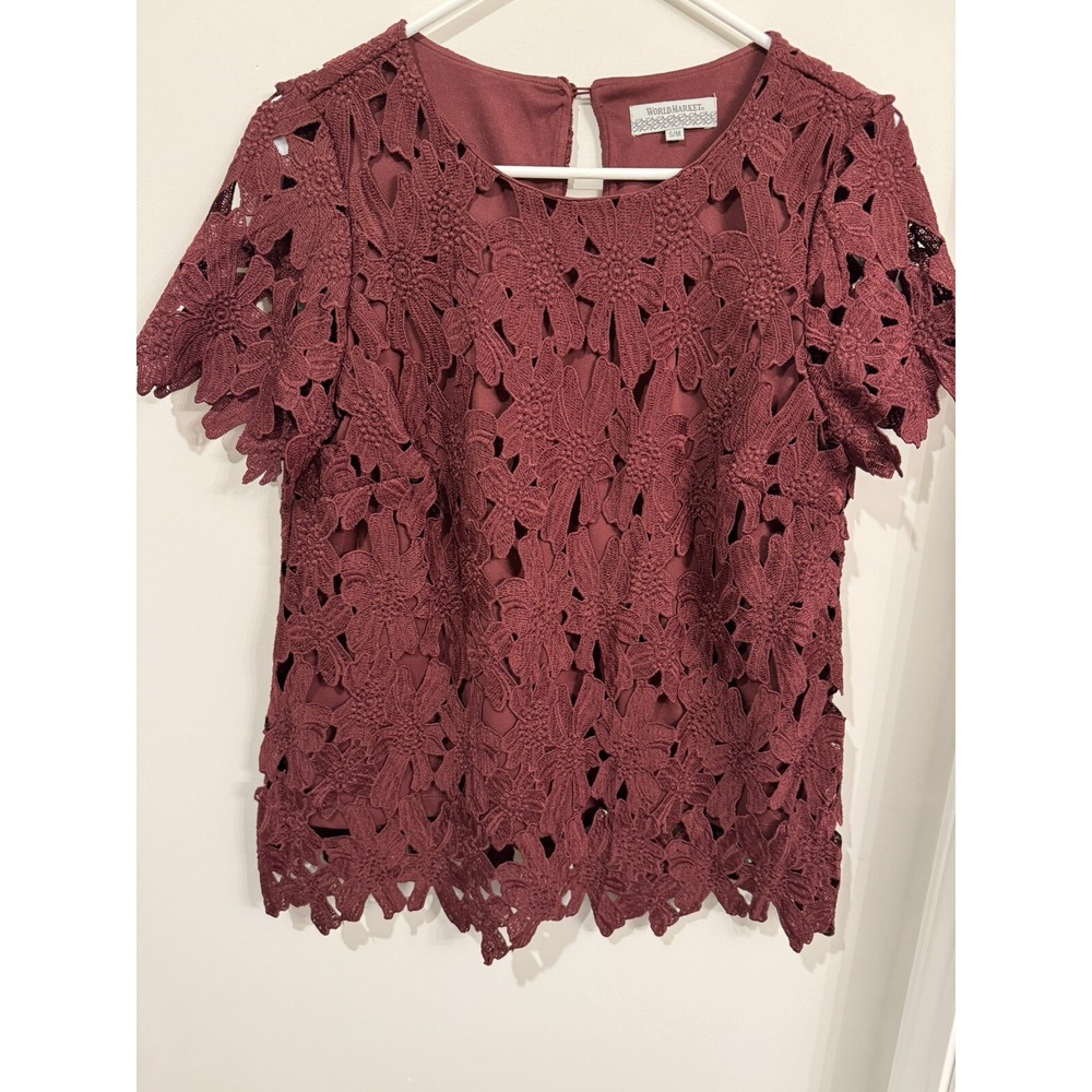 Women's  World  Market‎ Lace Crochet Short Sleeve Size S/M